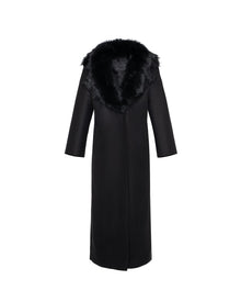 Fabric Coat With Detachable Select Shearling Lamb Collar | Women | Black