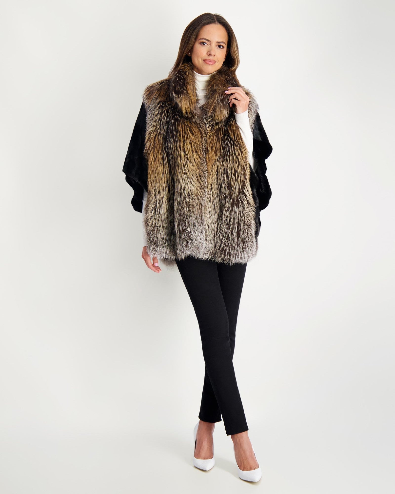 Fox Jacket With Mink Sleeves | Women | Gold Cross