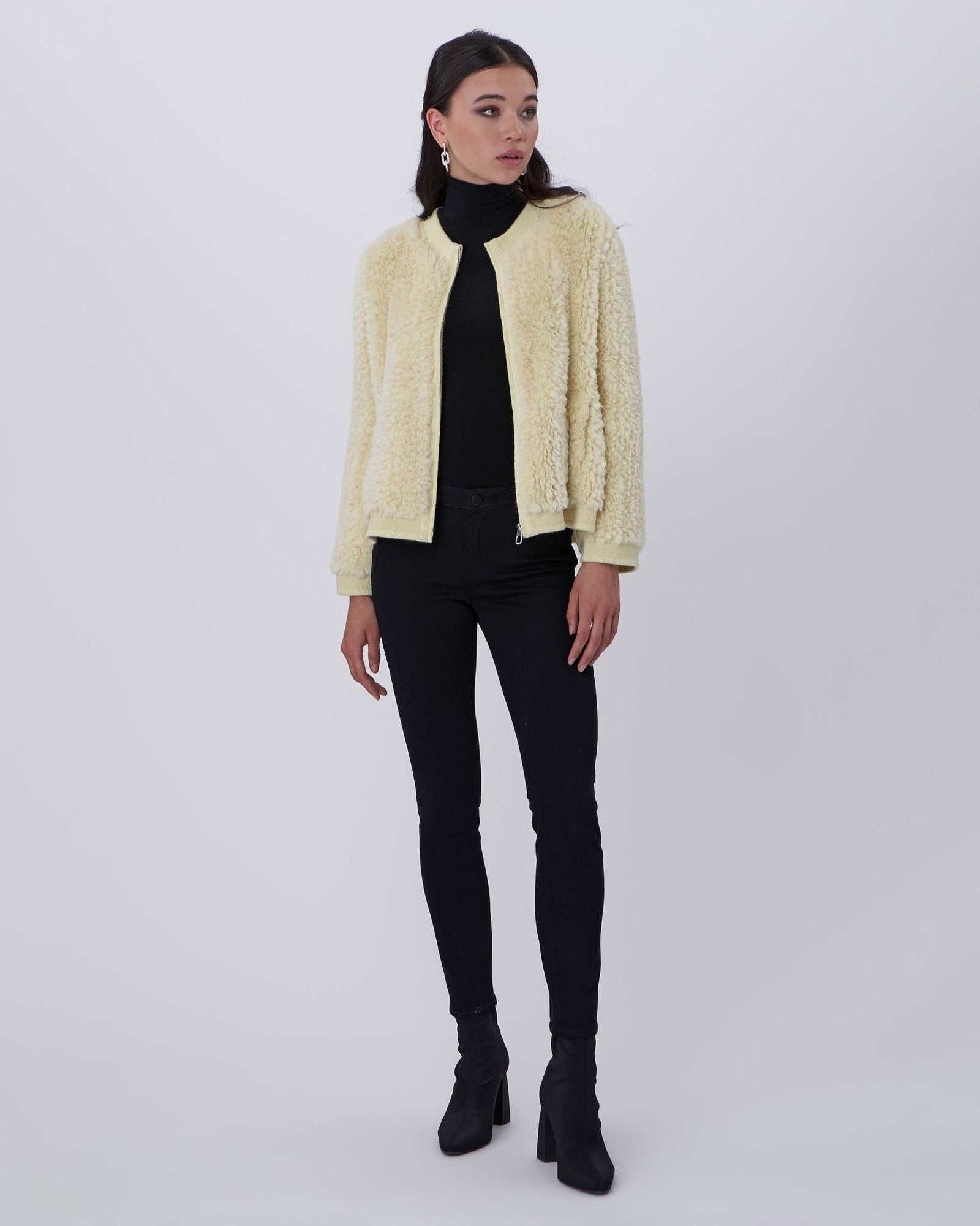 Knit Beaver Zip Jacket | Women | Yellow