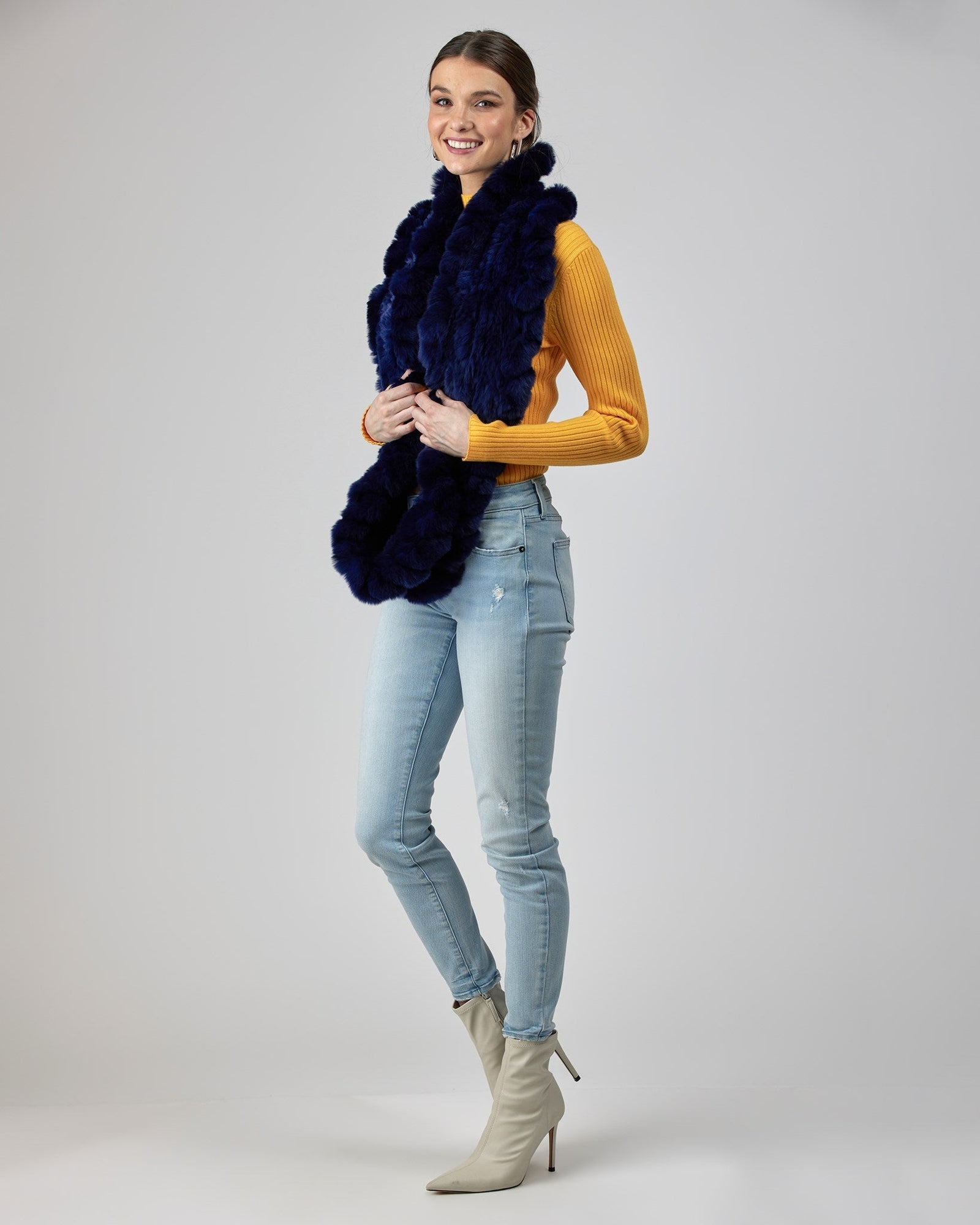 Knit Rex Rabbit Infinity Scarf | Women | Navy