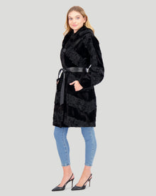 Lamb And Mink Sections Short Coat | Women | Black (V2)