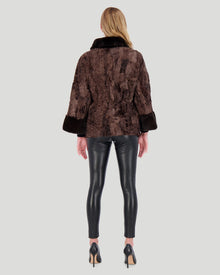 Lamb Jacket With Mink Collar | Women | Dark Brown