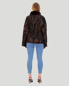 Lamb Jacket With Mink Stand Collar | Women | Brown (V1)