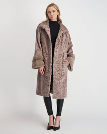 Lamb Short Coat With Mink Trim | Women | Beige