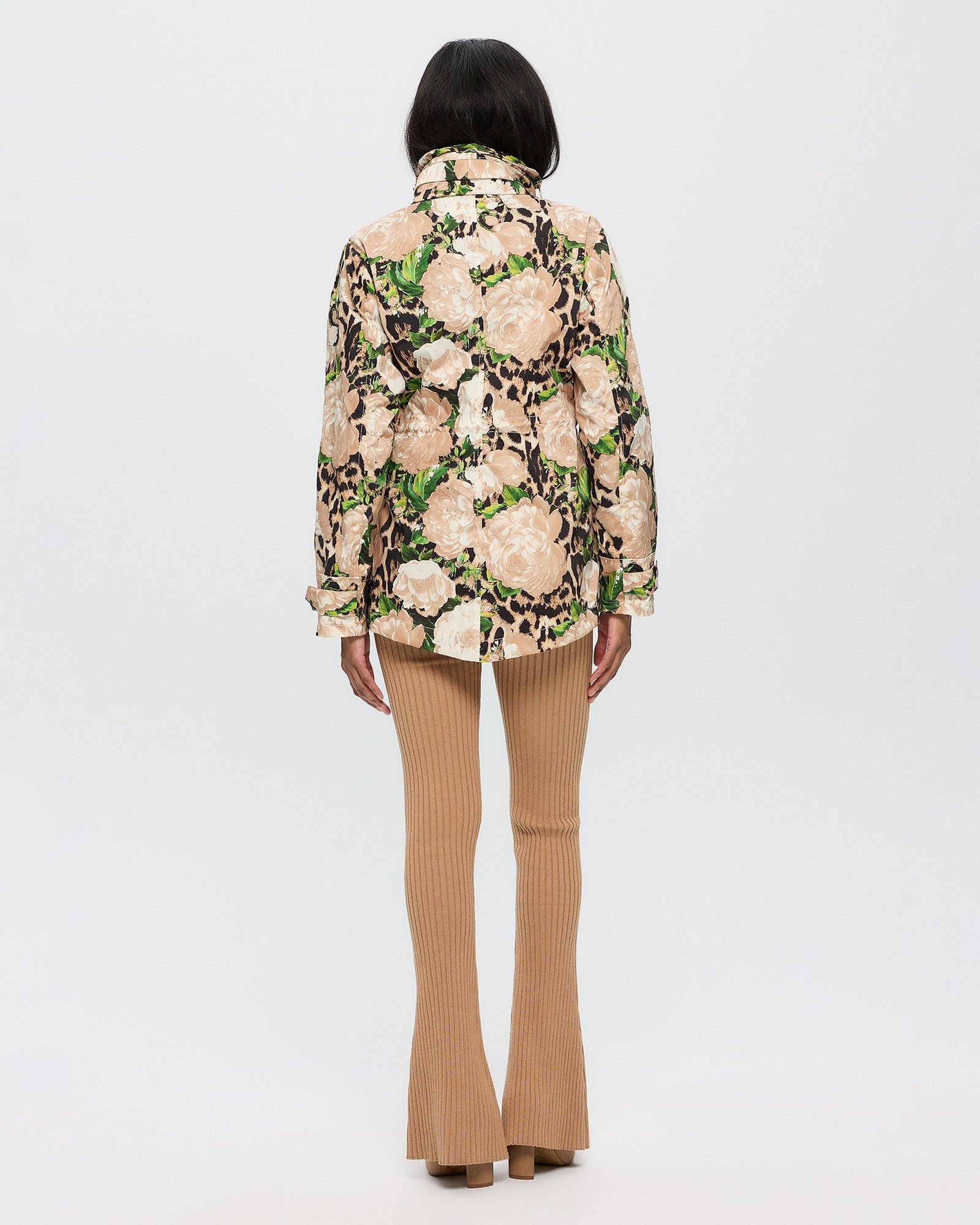 Lightweight Zip Jacket | Women | Beige Floral Leopard