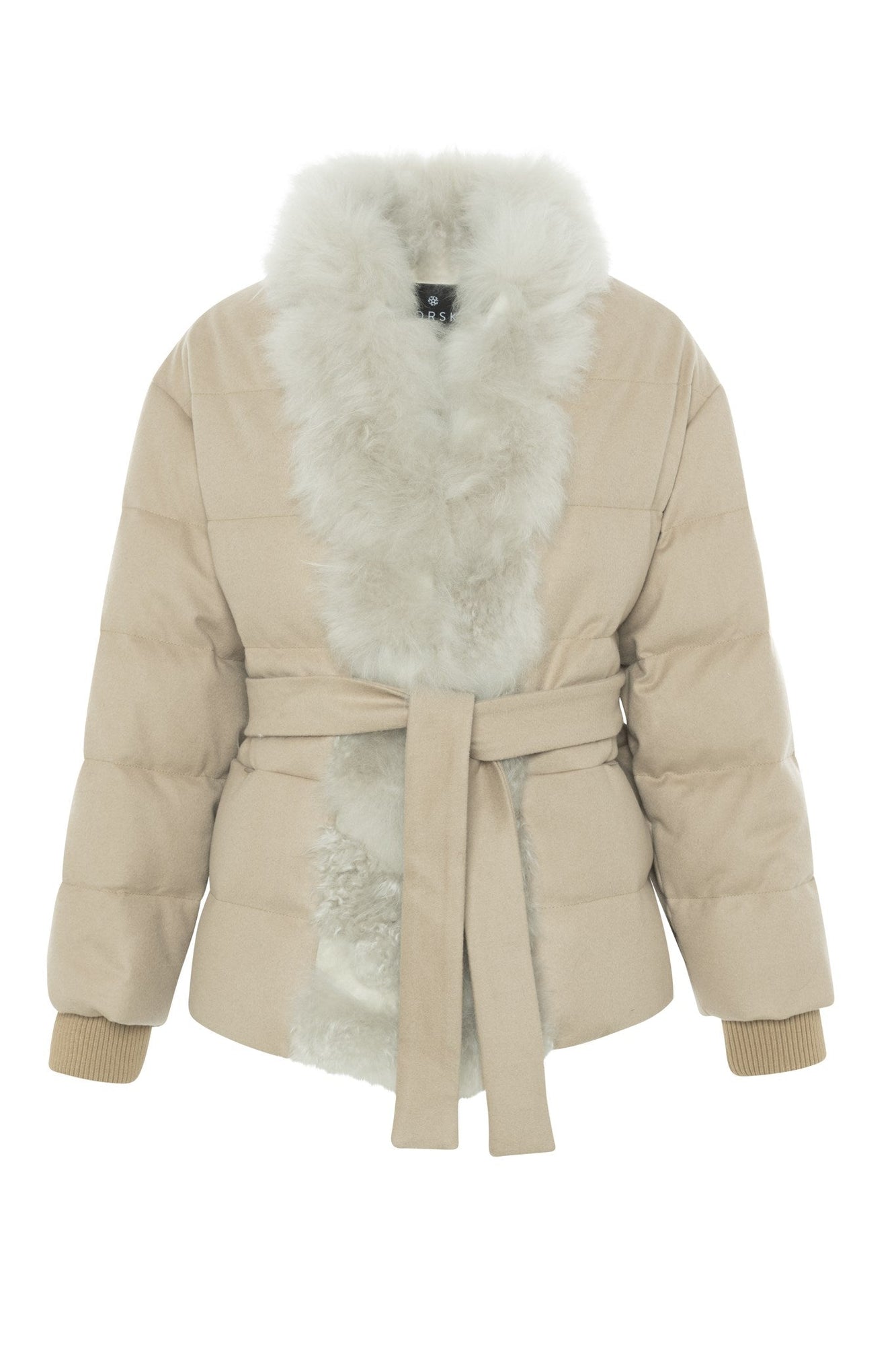 Loro Piana Cashmere Down Jacket With Select Cashmere Goat Trim | Women | Taupe x Light Beige