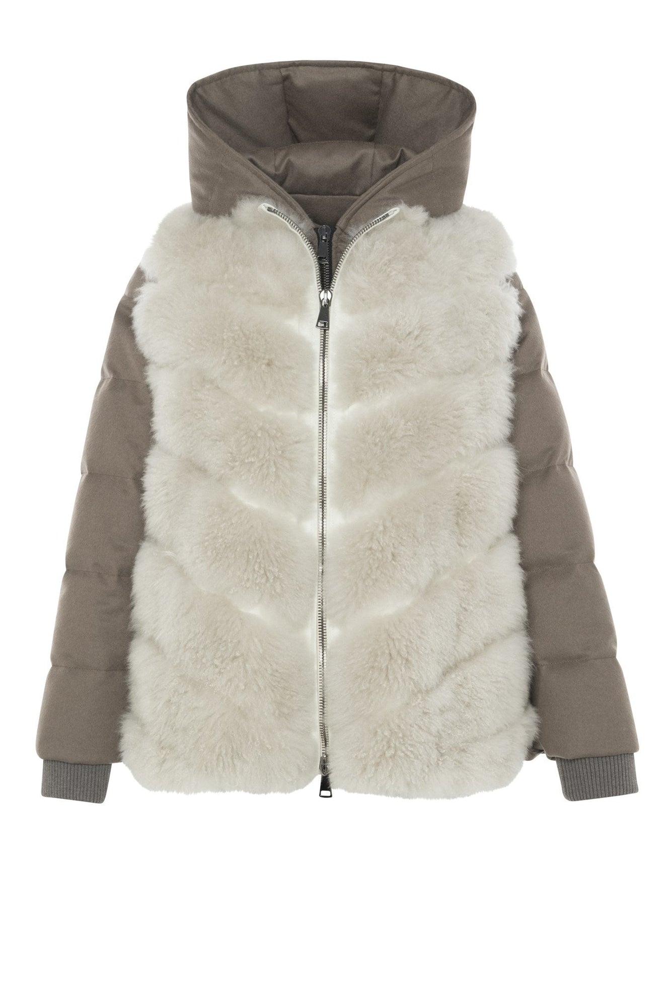 Loro Piana Cashmere Quilted Down Parka With Detachable Select Cashmere Goat Vest (2 Pcs) | Women | Brown x Light Beige