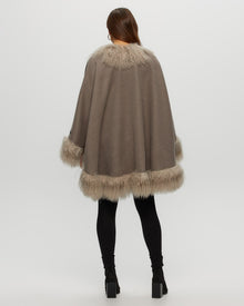 Loro Piana Cashmere & Wool Cape With Select Lamb Trim | Women | Light Brown x Beige