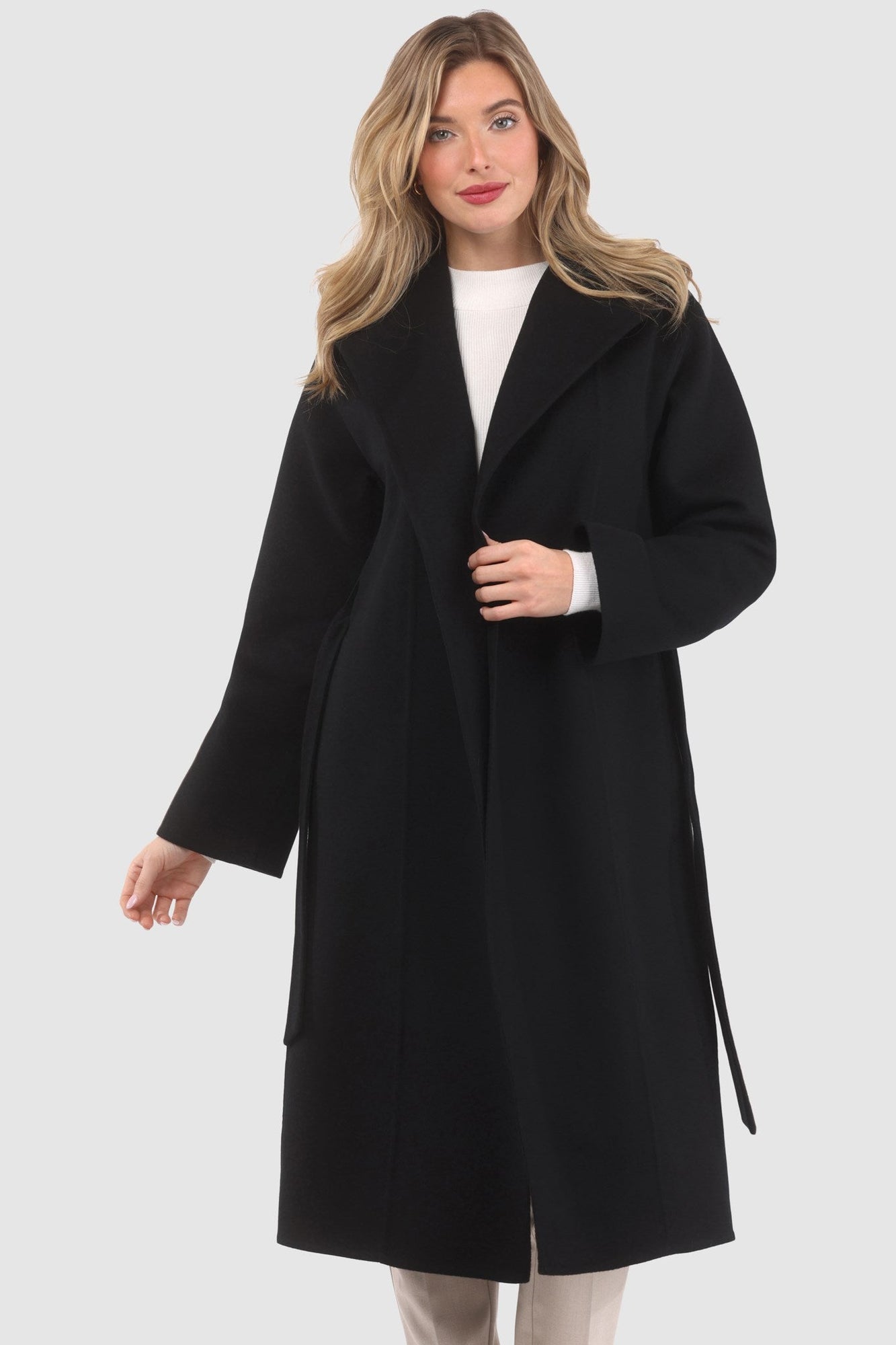 Loro Piana Wool Belted Short Coat | Women | Black