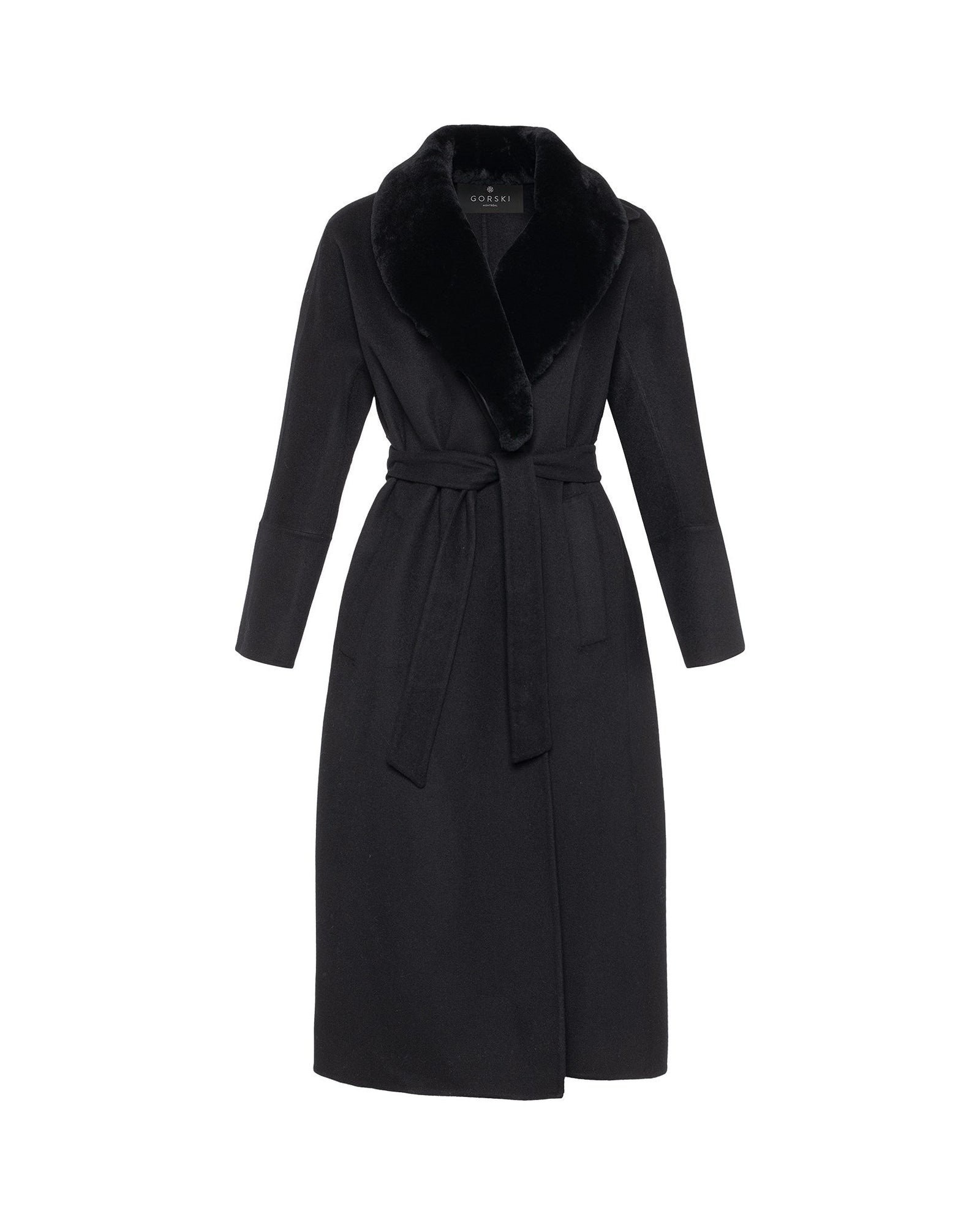 Loro Piana Wool Short Coat With Select Shearling Lamb Collar | Women | Black (V2)