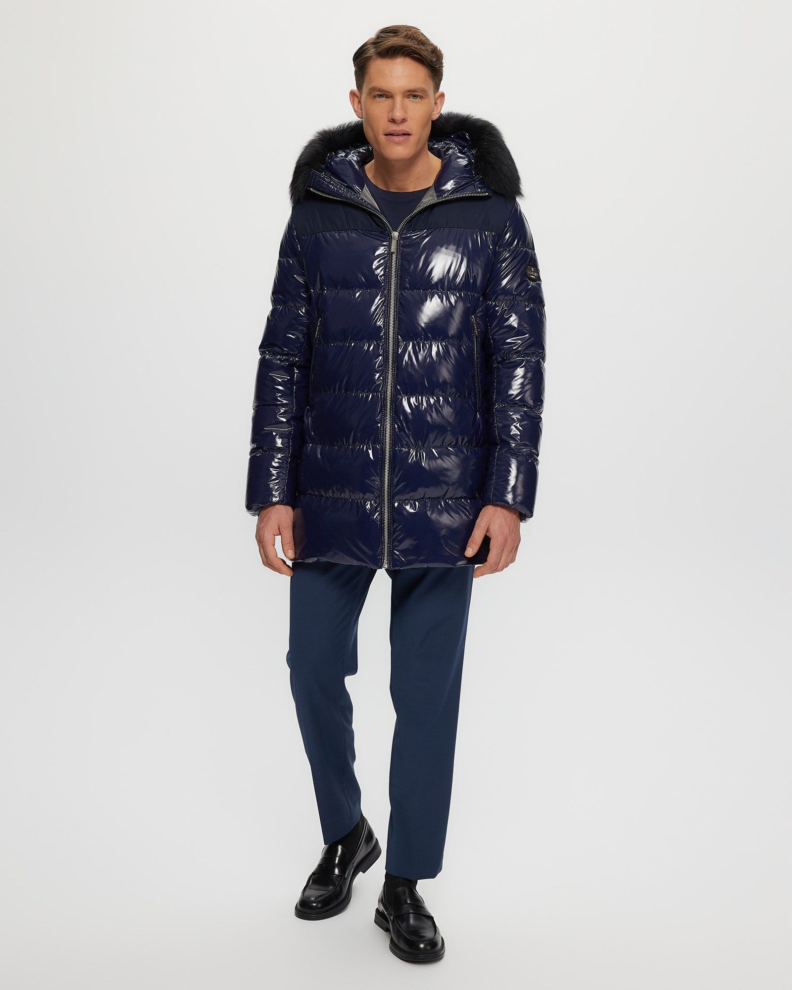 Après-Ski Parka With Detachable Toscana Shearling Lamb Hood Trim | Men | Dark Blue x Black (V2)