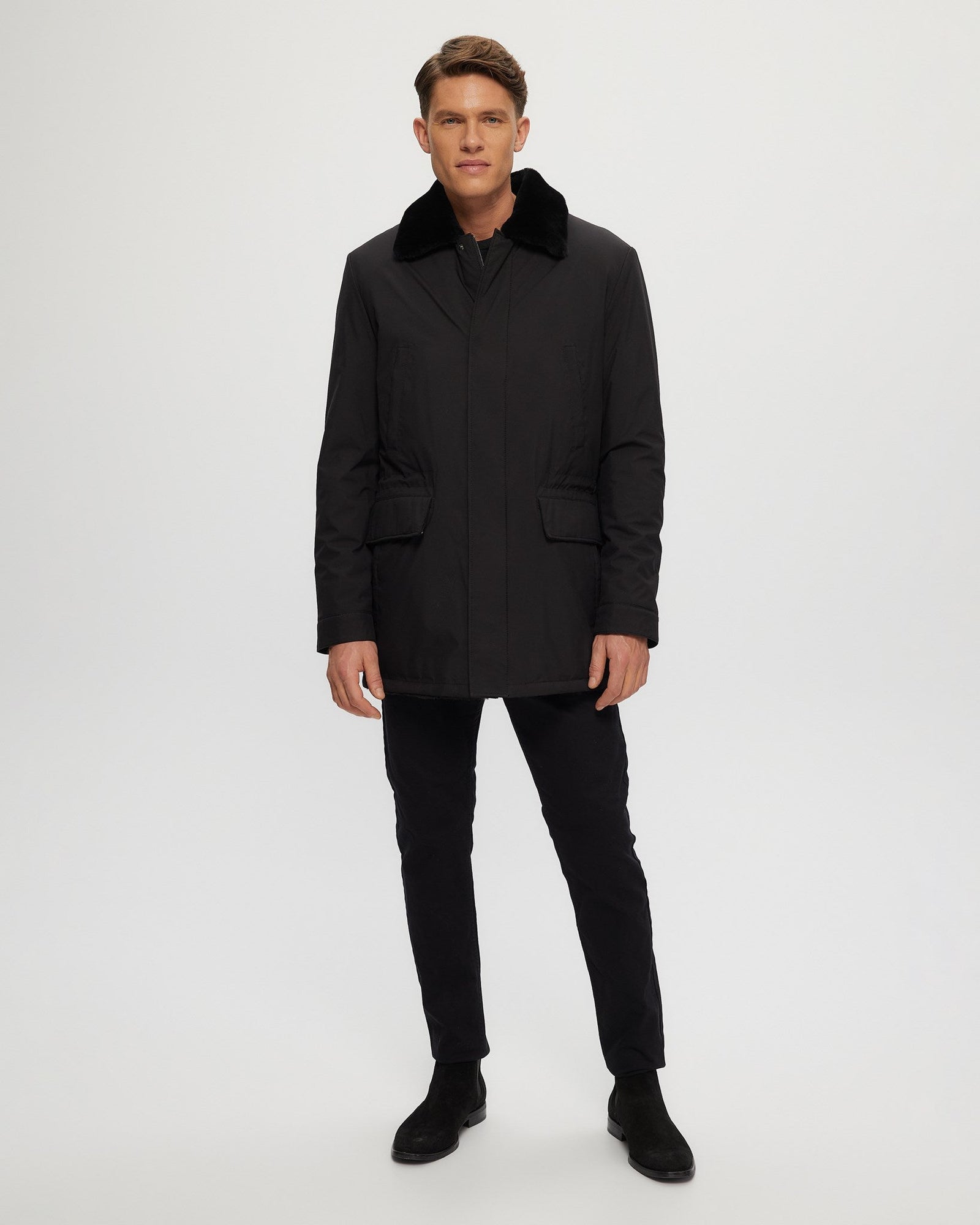 Fabric Jacket With Select Shearling Lamb Lining | Men | Black x Black