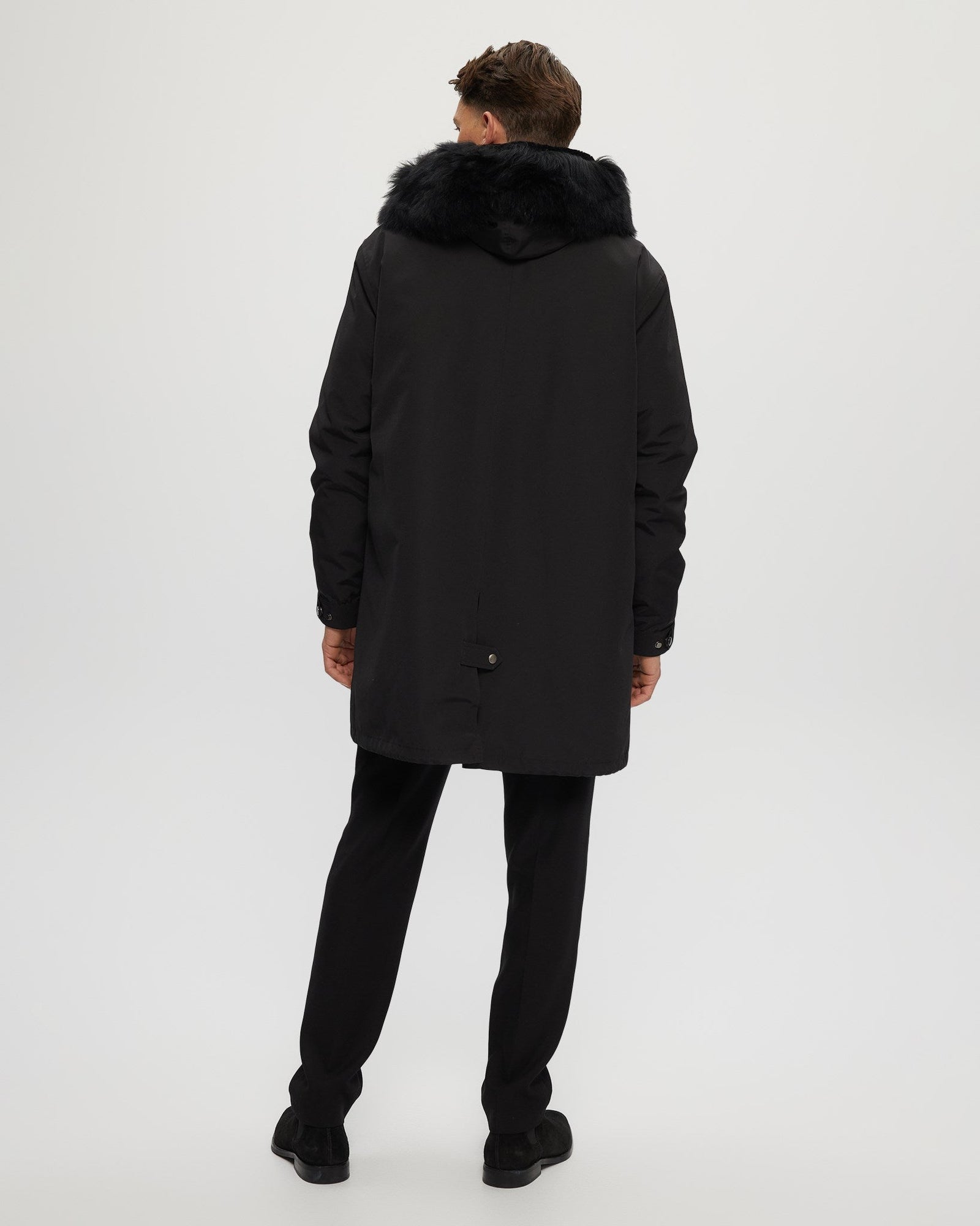 Parka With Select Shearling Lamb Tuedo And Hood Trim | Men | Black x Black