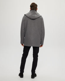 Wool Parka With Detachable Hood And Shearling Lamb Collar | Men | Gray x Black