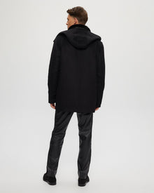 Wool Parka With Detachable Hood And Shearling Lamb Collar | Men | Black x Black