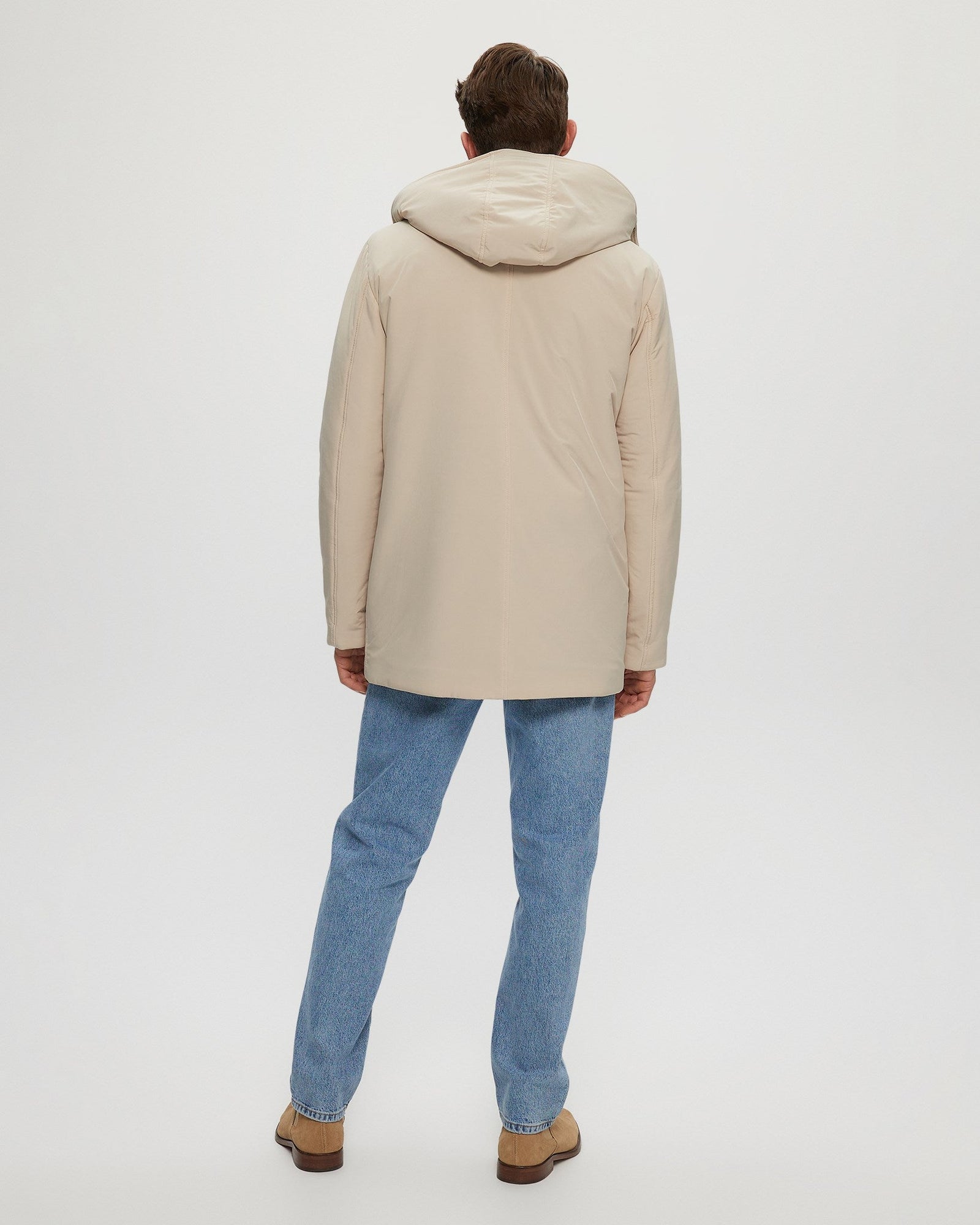 Select Shearling Lamb Lined Parka With Leather Trim And Detachable Select Shearling Lamb Collar And Hood | Men | Beige x Brown