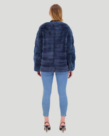 Mink Funnel Neck Jacket | Women | Denim