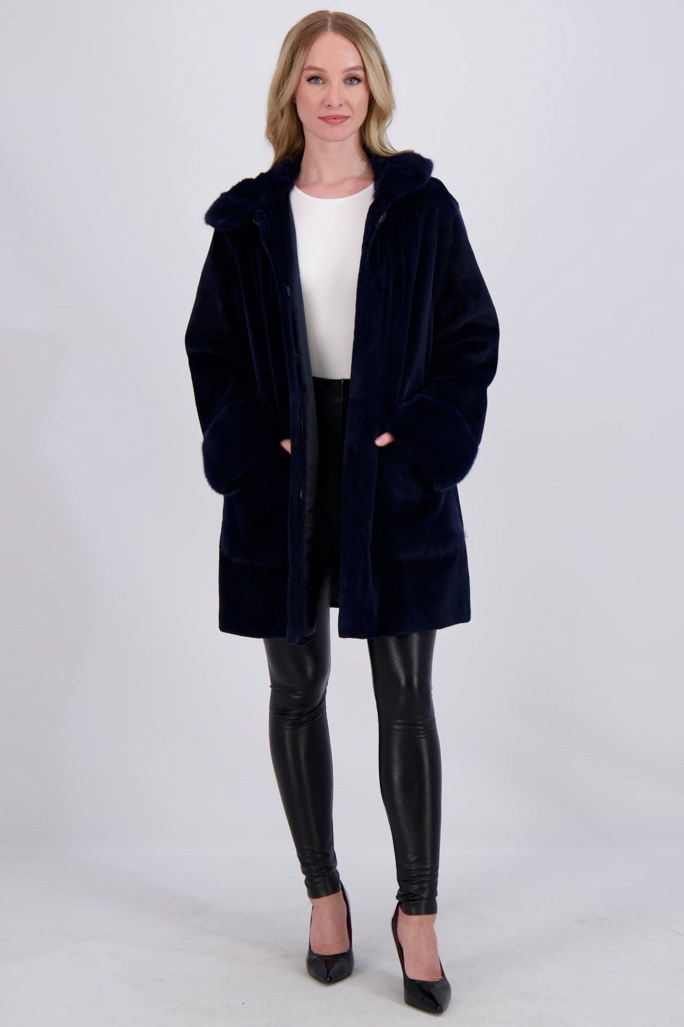 Mink Hooded Jacket | Women | Admiral Blue