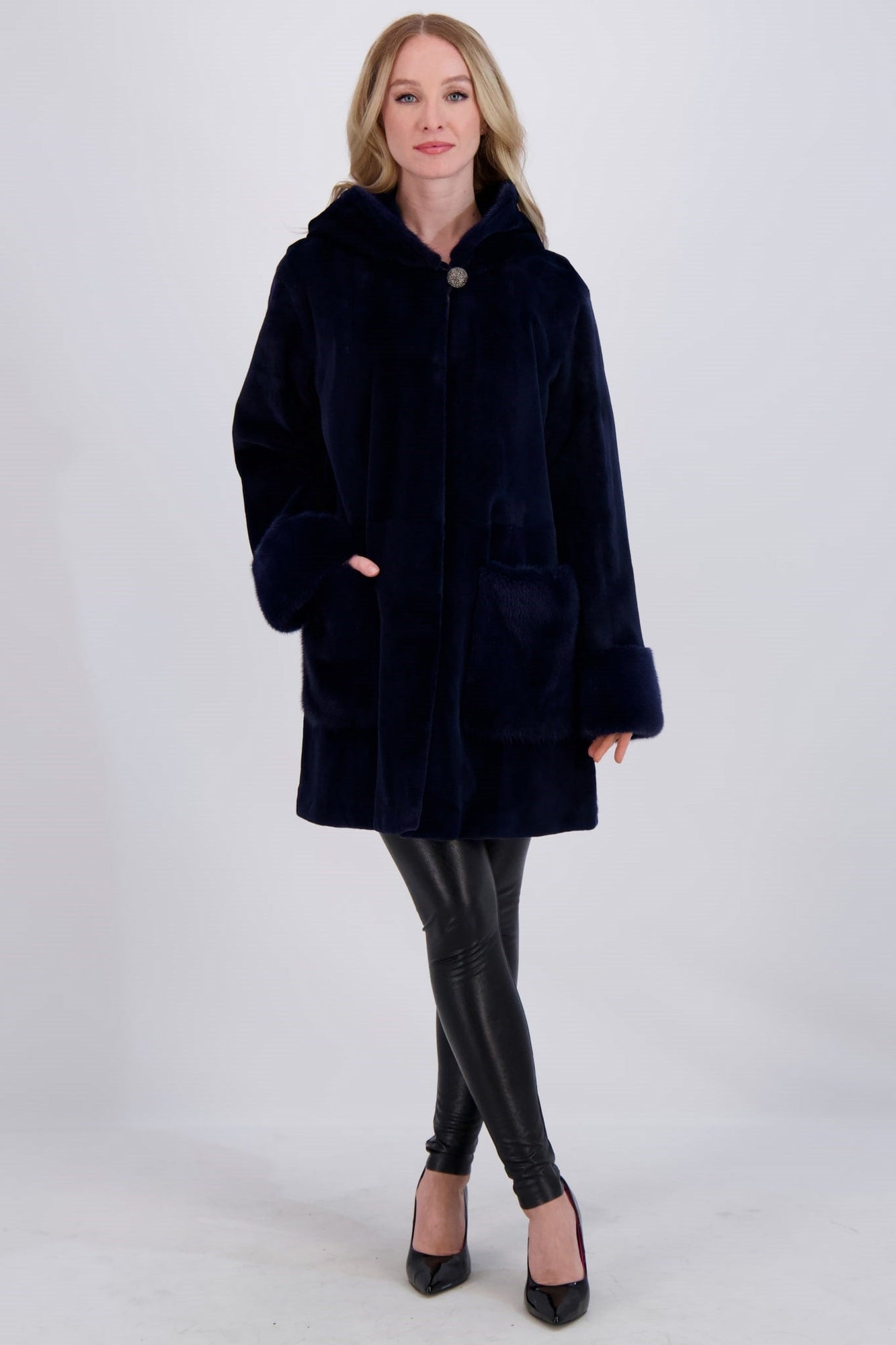 Mink Hooded Jacket | Women | Admiral Blue