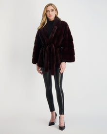 Mink Jacket With Belt | Women | Burgundy