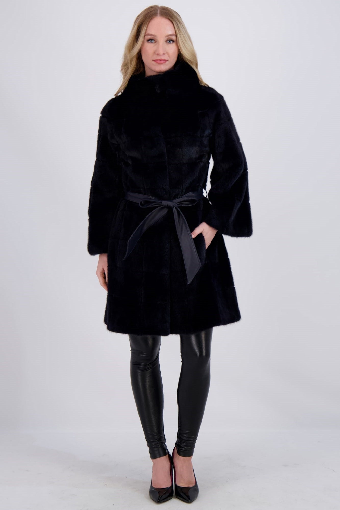 Mink Jacket With Belt | Women | Navy