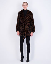 Mink Jacket With Belt | Women | Brown Animal Print (V1)