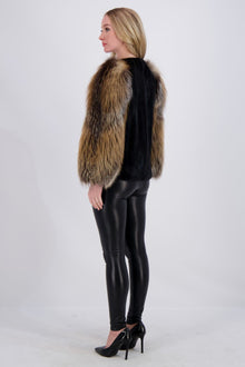 Mink Jacket With Fo Sleeves | Women | Black x Goldcross Fox