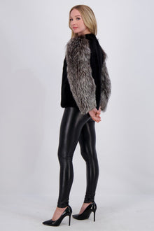 Mink Jacket With Fo Sleeves | Women | Black x Silver Fox