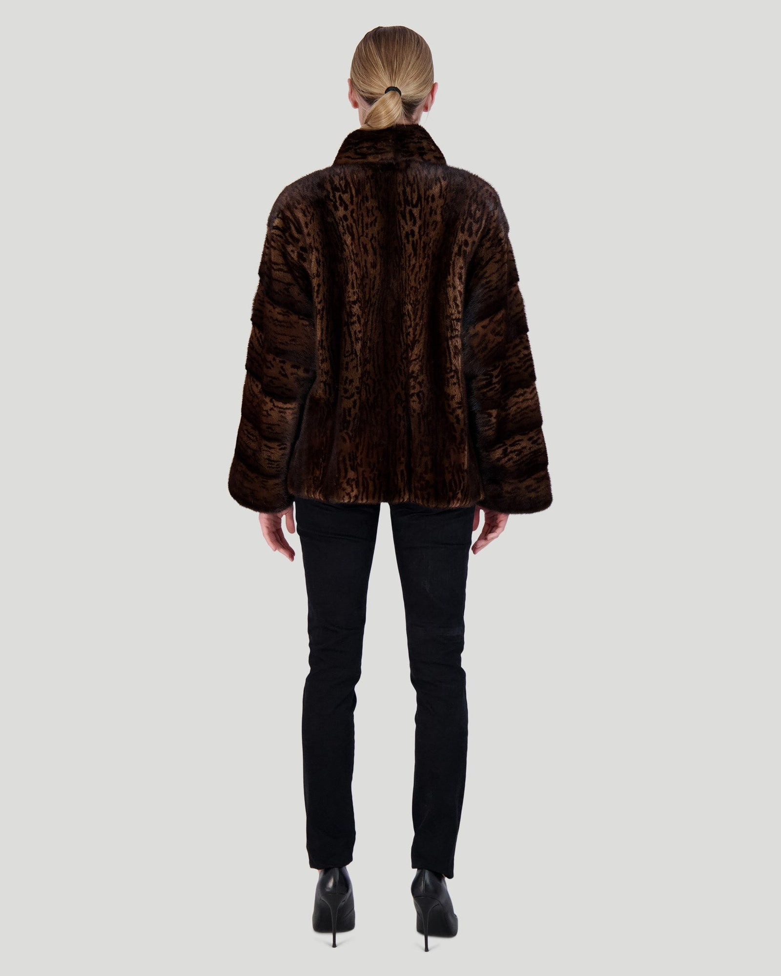 Mink Jacket With Horizontal Sleeves | Women | Brown Print