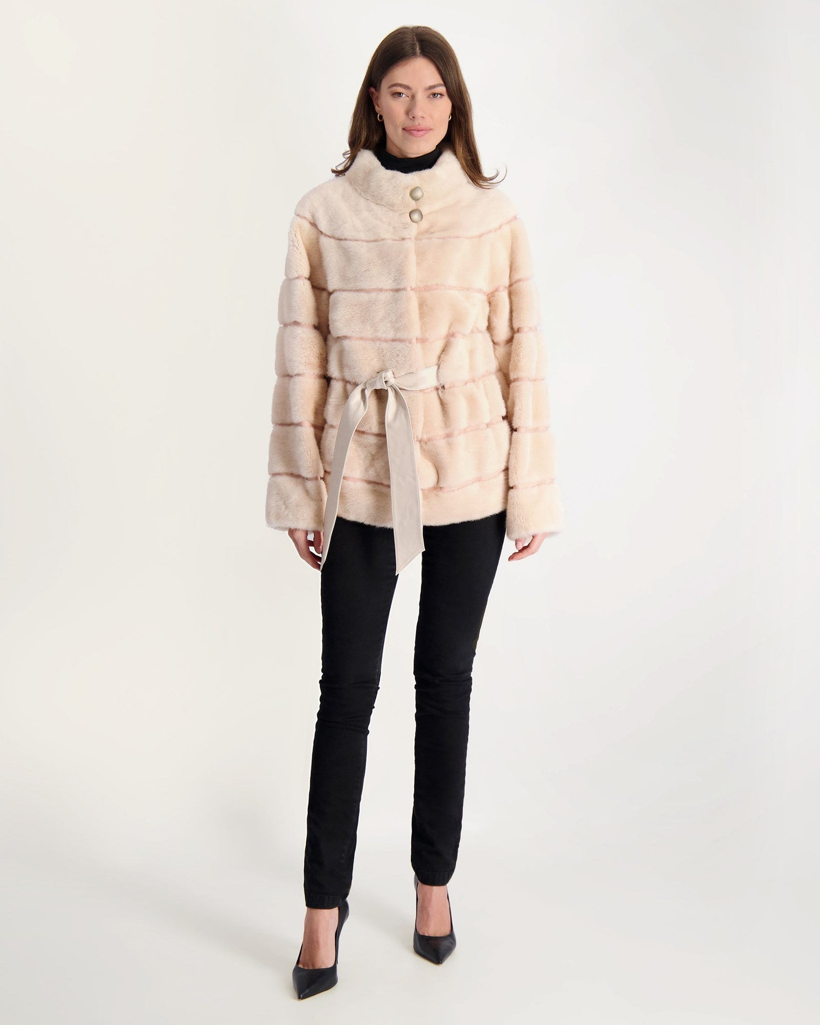 Mink Jacket With Leather Belt | Women | Flamingo