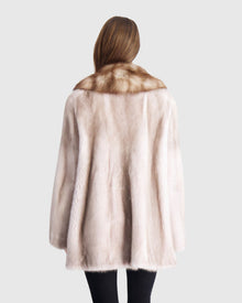 Mink Jacket With Stone Marten Collar | Silver Blue/White (V2)