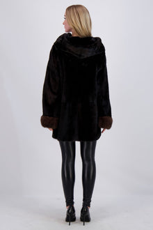 Mink Parka With Sable Trim | Women | Black