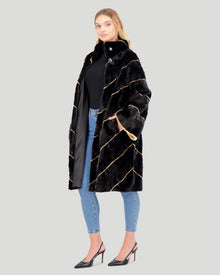 Mink Sections Short Coat | Women | Black (V3)