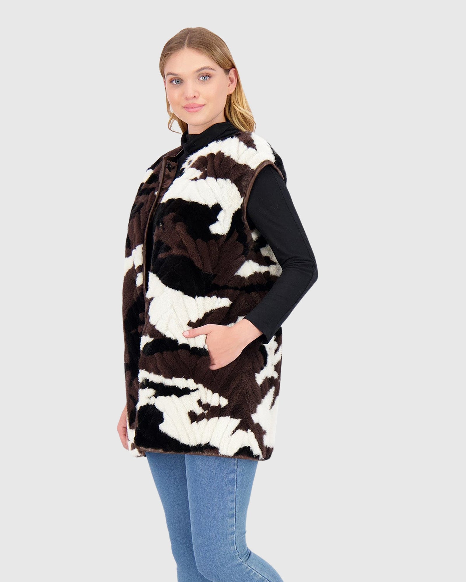 Mink Sections Vest | Brown Military