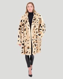 Mink Short Coat With Cheeta Print Intarsia | Women | Palomino