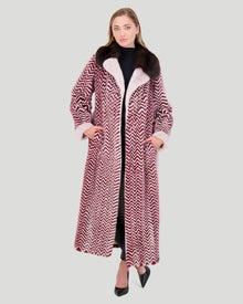 Mink Short Coat With Sable Collar | Women | Purple Geometric