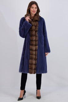 Mink Short Coat With Sable Collar & Trim | Women | Polar Blue