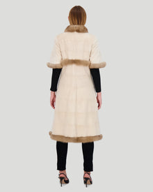 Mink Short Coat With Sable Trim, Short Sleeves | Women | Pearl