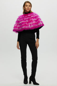 Mongolian (Tg) Shearling Lamb Stole Reversible To Loro Piana Cashmere & Wool | Women | Fuschia x White x Black