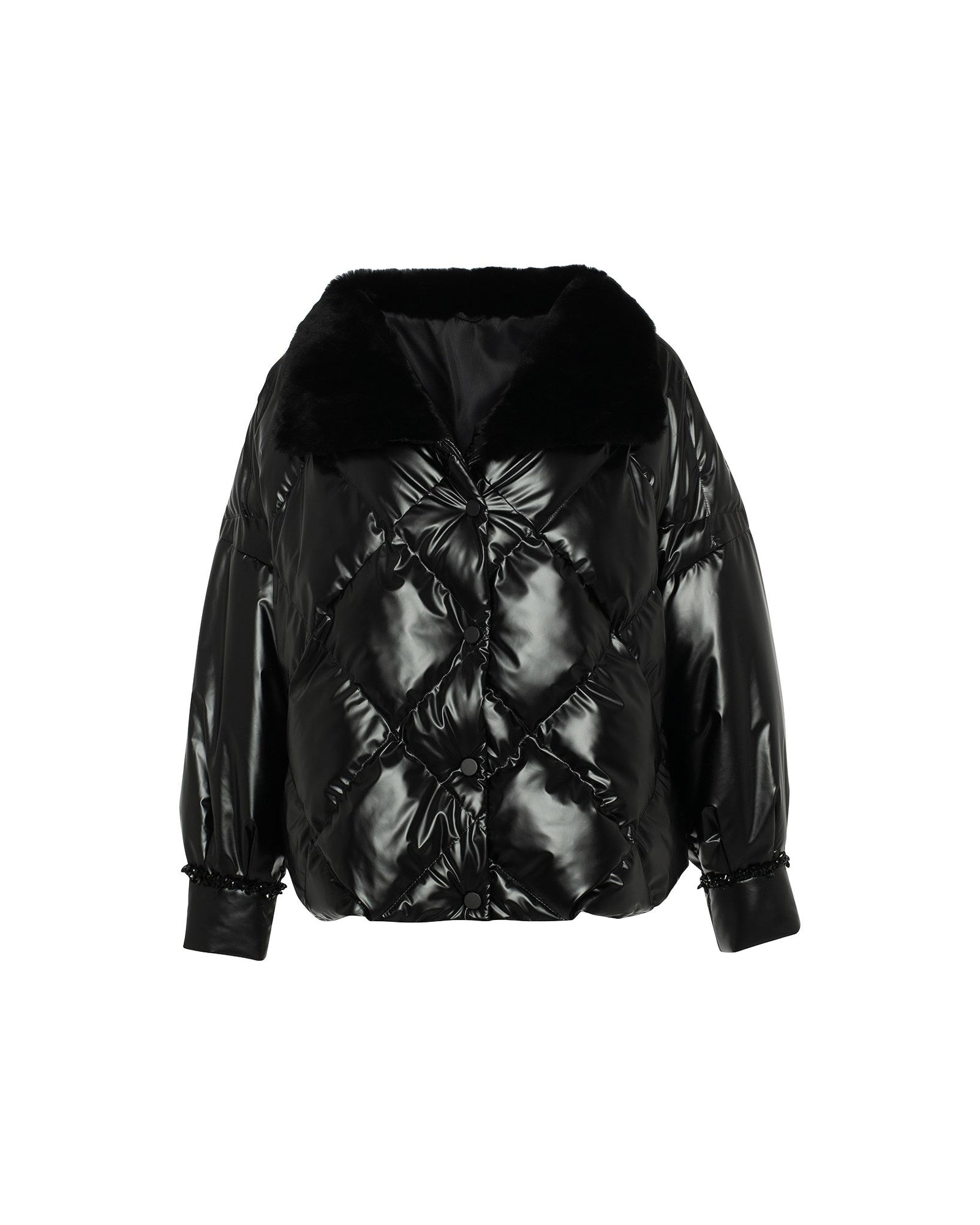 Quilted Jacket With Select Shearling Lamb Collar | Women | Black