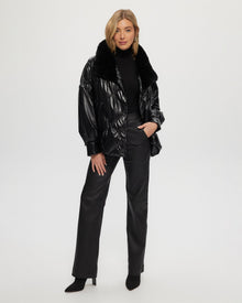 Quilted Jacket With Select Shearling Lamb Collar | Women | Black