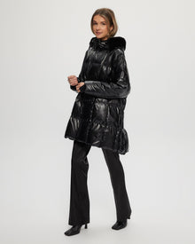 Quilted Parka With Select Shearling Lamb Hood Trim | Women | Black