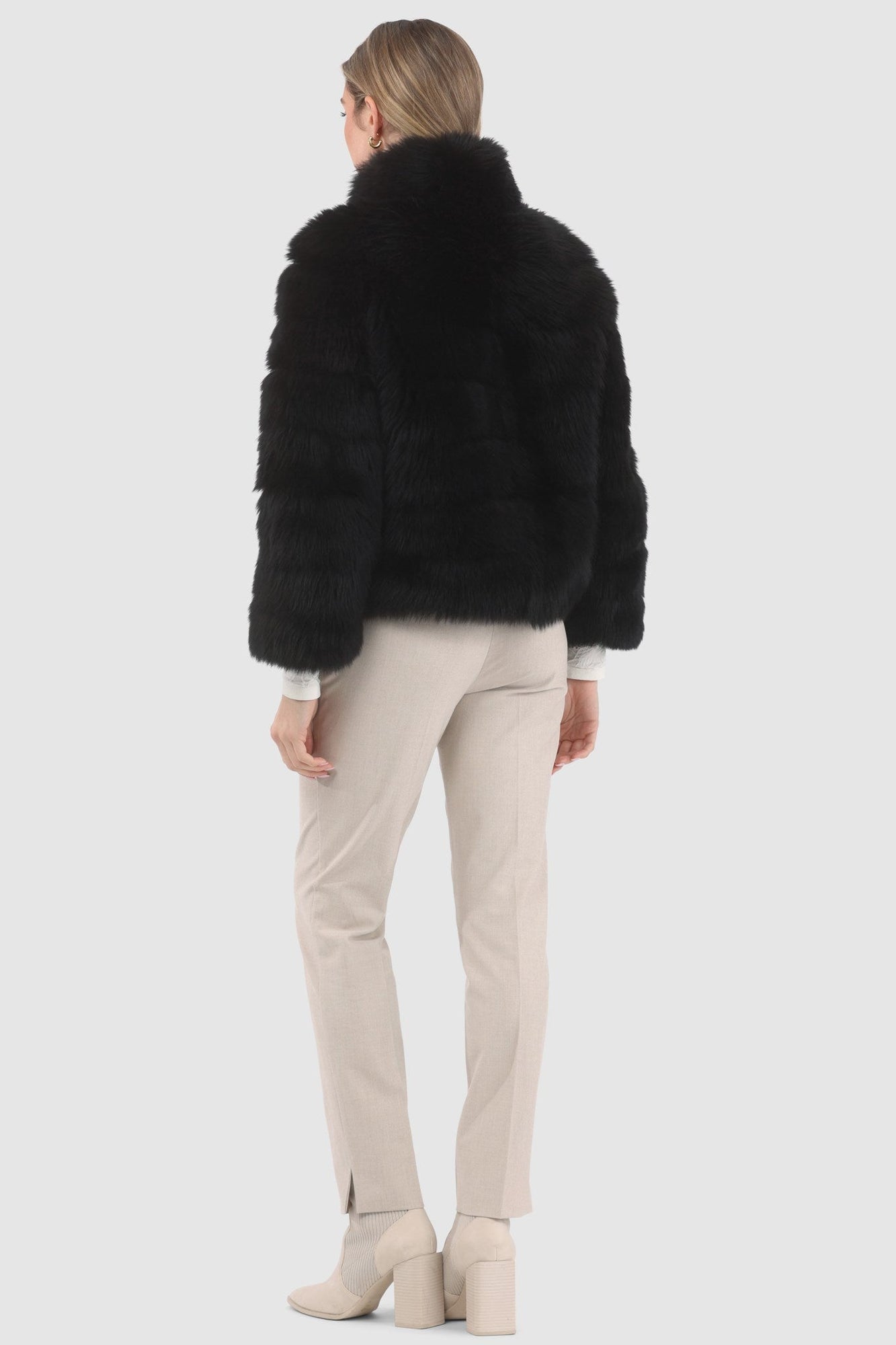 Reversible Merinillo Shearling Lamb Jacket With Cropped Sleeves | Women | Black x Black