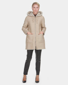 Reversible Merino Shearling Lamb Parka With Embellishment | Women | Beige