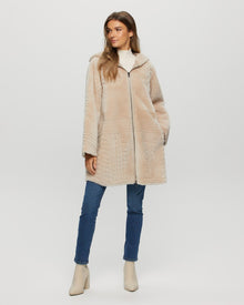 Reversible Select Shearling Lamb Parka With Grooved Pattern | Women | Beige