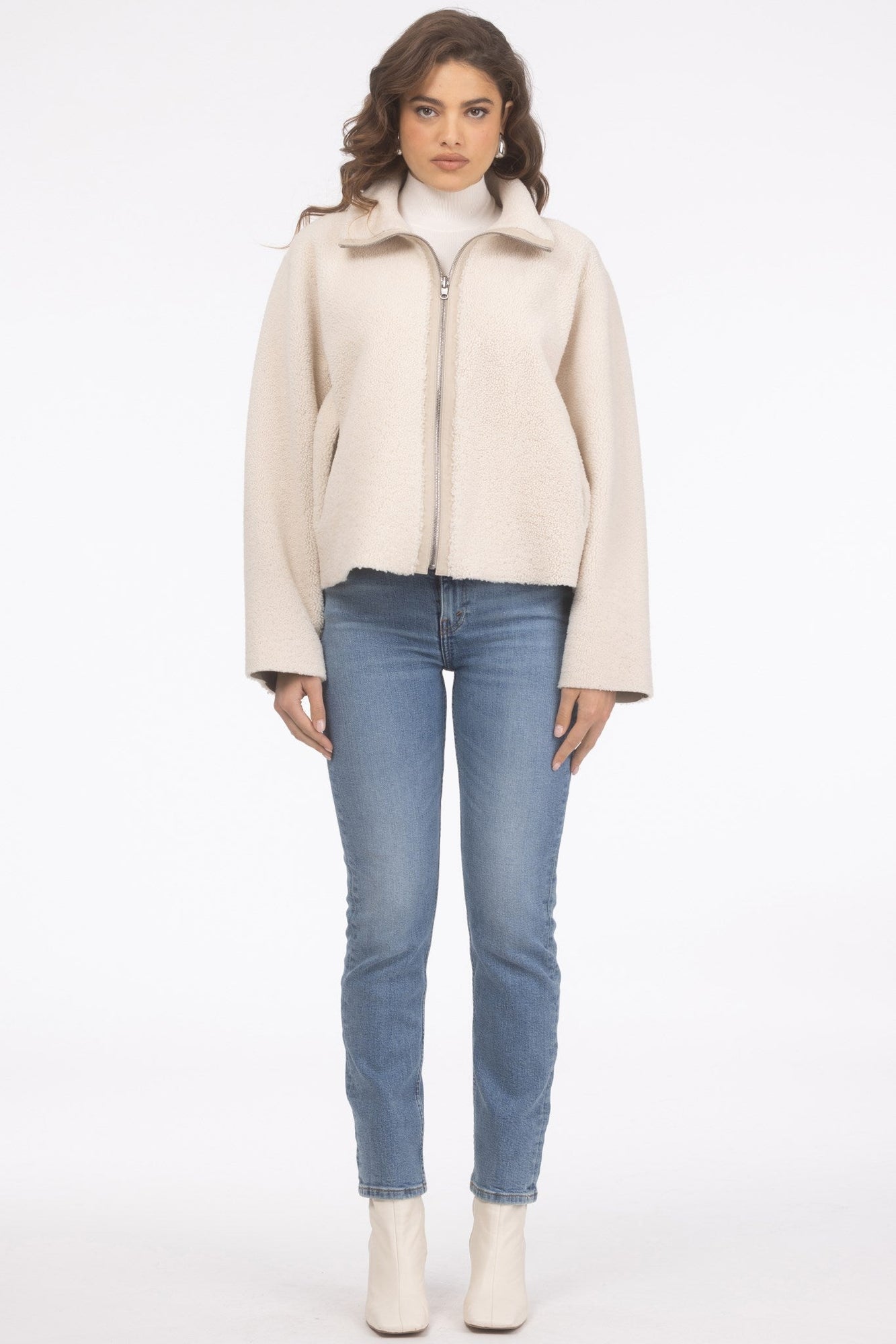 Reversible Shearling Lamb Jacket | Women | Beige x Beige