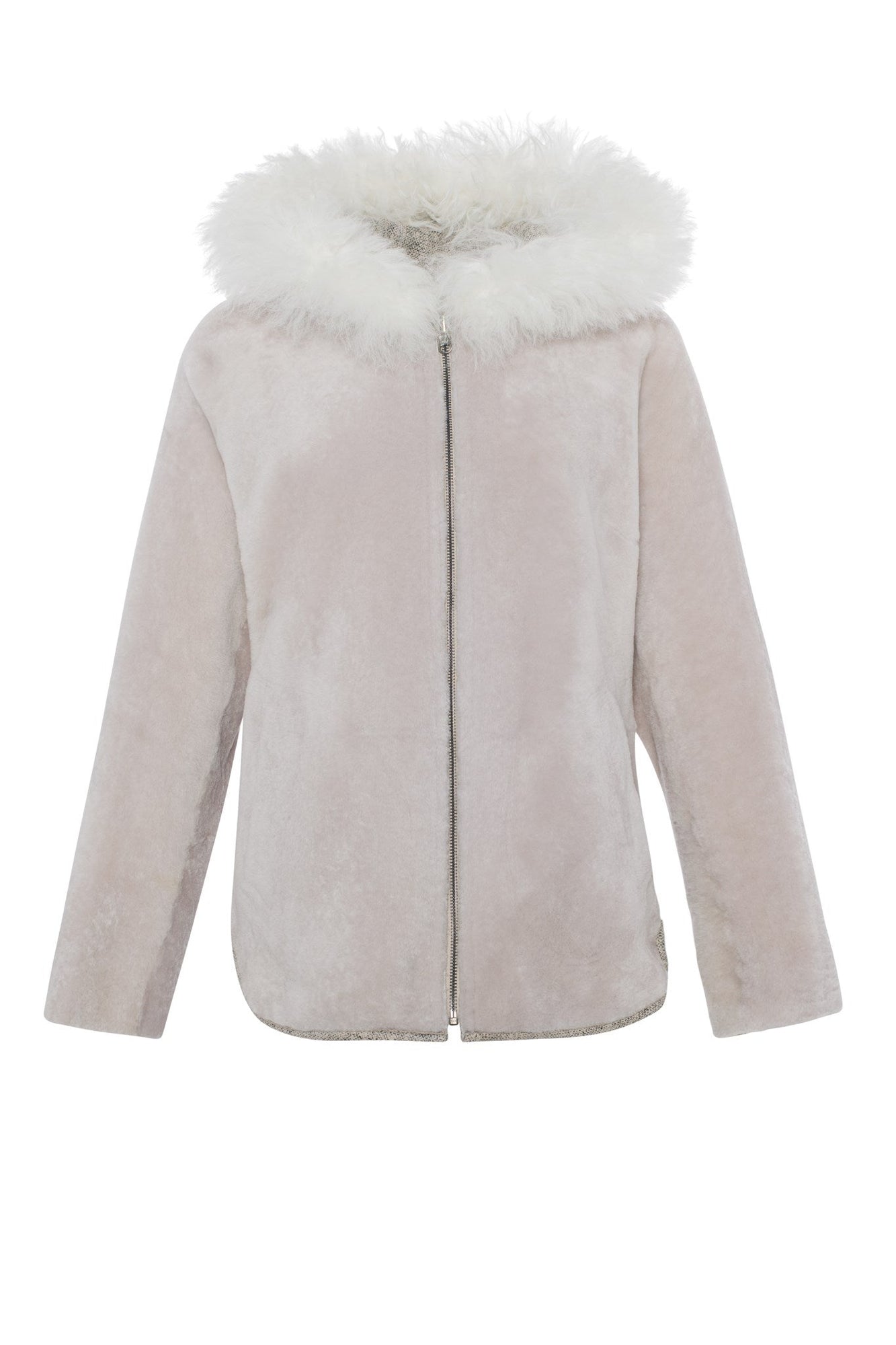 Reversible Shearling Lamb Zip Parka | Women | Beige x White