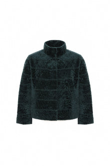 Reversible Tetured Shearling Lamb Jacket With Cropped Sleeves | Women | Emerald x Emerald