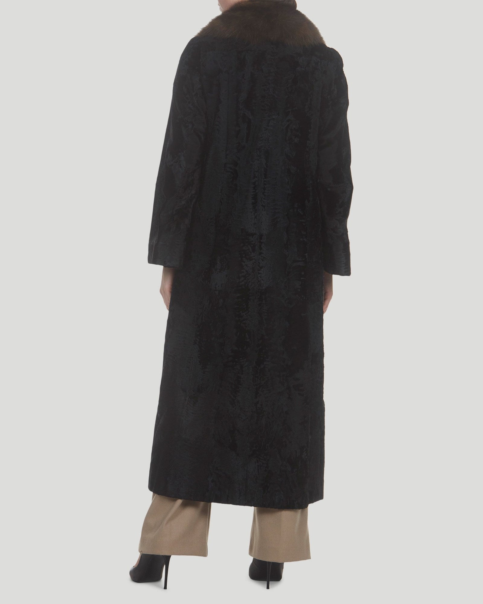 Russian Broadtail Coat With Russian Sable Collar | Women | Black