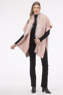 Select Cashmere And Merino Wool Blend Cape With Select Mongolian Lamb Trim | Women | Pink